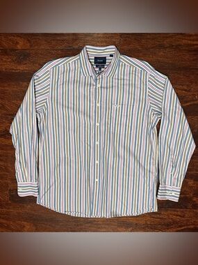 Men’s Size XL Faconnable Striped Button Down Long Sleeve Multicolor Shirt Fits